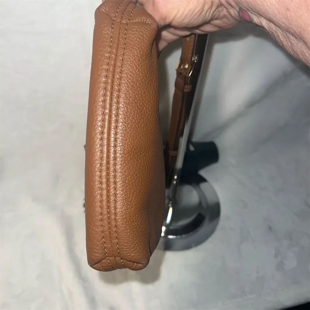 Michael Kors Cognac Brown Leather Crossbody Handbag with Tassel